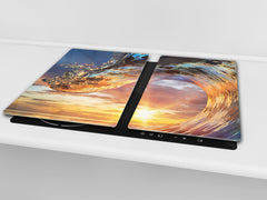 Tempered GLASS Cutting Board 60D10: Water wave