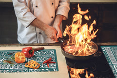 Tempered GLASS Kitchen Board – Impact & Scratch Resistant D27 Vintage leaves and patterns Series: Abstract design pattern