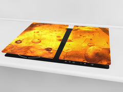 Planche à découper en verre trempé et couvre; D03 Série Feu: Texture 95