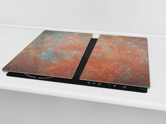 Tempered GLASS Kitchen Board – Impact & Scratch Resistant; D24 Rusted textures Series: Oxidized metal 2
