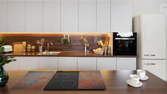 Tempered GLASS Kitchen Board – Impact & Scratch Resistant; D24 Rusted textures Series: Oxidized metal 2
