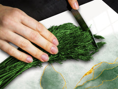 Chopping Board - Induction Cooktop Cover D21 Marbles 1 Series: Green marble leaves