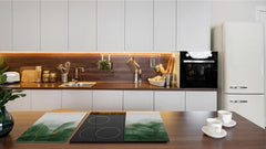 Chopping Board - Induction Cooktop Cover D21 Marbles 1 Series: Green marble leaves