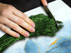 Chopping Board - Induction Cooktop Cover D21 Marbles 1 Series: Blue marble leaves