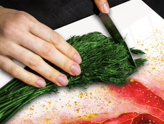 Chopping Board - Induction Cooktop Cover D21 Marbles 1 Series: Red marble leaves