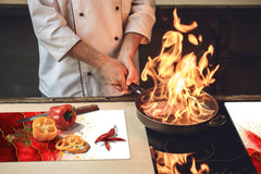 Chopping Board - Induction Cooktop Cover D21 Marbles 1 Series: Red marble leaves