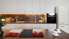 Chopping Board - Induction Cooktop Cover D21 Marbles 1 Series: Red marble leaves