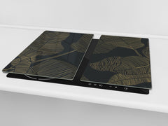 Tempered GLASS Kitchen Board – Impact & Scratch Resistant D27 Vintage leaves and patterns Series: Botanical modern art