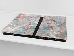 Chopping Board - Induction Cooktop Cover - Glass Cutting Board D22 Marbles 2 Series: Onyx pink veins