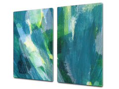 Tempered GLASS Kitchen Board – Impact & Scratch Resistant D27 Vintage leaves and patterns Series: Colourful paint brushes