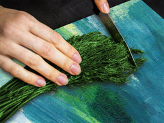 Tempered GLASS Kitchen Board – Impact & Scratch Resistant D27 Vintage leaves and patterns Series: Colourful paint brushes