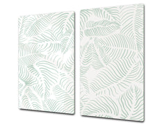 Tempered GLASS Kitchen Board – Impact & Scratch Resistant D27 Vintage leaves and patterns Series: Abstract leave background