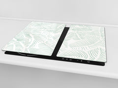 Tempered GLASS Kitchen Board – Impact & Scratch Resistant D27 Vintage leaves and patterns Series: Abstract leave background