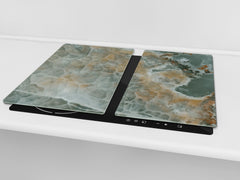 CUTTING BOARD and Cooktop Cover - Impact & Shatter Resistant Glass D21 Marbles 1 Series: Marble waves