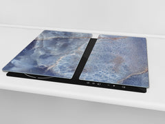 CUTTING BOARD and Cooktop Cover - Impact & Shatter Resistant Glass D21 Marbles 1 Series: Marble dotted surface
