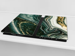 Chopping Board - Worktop saver and Pastry Board - Glass Cutting Board D23 Colourful abstractions: Mesmerising golden powder