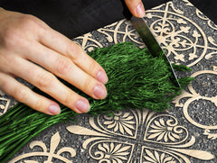 Tempered GLASS Kitchen Board – Impact & Scratch Resistant D27 Vintage leaves and patterns Series: Sculpted mosaic pattern