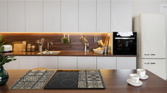 Tempered GLASS Kitchen Board – Impact & Scratch Resistant D27 Vintage leaves and patterns Series: Sculpted mosaic pattern