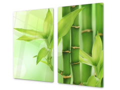 Tempered GLASS Kitchen Board – Impact & Scratch Resistant; D08 Nature Series: Bamboo shoots