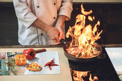 Induction Cooktop Cover –Shatter Resistant Glass Kitchen Board – Hob cover; MEASURES: SINGLE: 60 x 52 cm (23,62” x 20,47”); DOUBLE: 30 x 52 cm (11,81” x 20,47”); D32 Paintings Series: Delicate landscape