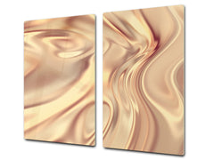 Tempered GLASS Cutting Board – Worktop saver and Pastry Board – Glass Kitchen Board; MEASURES: SINGLE: 60 x 52 cm (23,62” x 20,47”); DOUBLE: 30 x 52 cm (11,81” x 20,47”); D28 Golden Waves Series: Glamour gold texture