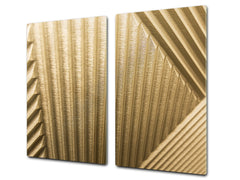 Tempered GLASS Cutting Board – Worktop saver and Pastry Board –- Glass Kitchen Board; MEASURES: SINGLE: 60 x 52 cm (23,62” x 20,47”); DOUBLE: 30 x 52 cm (11,81” x 20,47”); D28 Golden Waves Series: Golden art deco