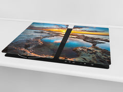 Tempered GLASS Kitchen Board – Impact & Scratch Resistant; D08 Nature Series: Marine coast 10