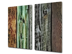 TEMPERED GLASS CHOPPING BOARD – Glass Cutting Board and Worktop Saver D26 Textures and tiles 2 Series: Rustic colourful wood