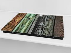 TEMPERED GLASS CHOPPING BOARD – Glass Cutting Board and Worktop Saver D26 Textures and tiles 2 Series: Rustic colourful wood