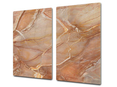 Chopping Board - Induction Cooktop Cover - Glass Cutting Board D22 Marbles 2 Series: Brown marble pattern