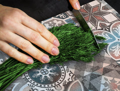 Tempered GLASS Kitchen Board – Impact & Scratch Resistant D27 Vintage leaves and patterns Series: Spanish mosaic tiles