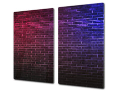 KITCHEN BOARD & Induction Cooktop Cover – Glass Pastry Board D25 Textures and tiles 1 Series: Blue and pink neon wall