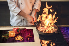 KITCHEN BOARD & Induction Cooktop Cover – Glass Pastry Board D25 Textures and tiles 1 Series: Blue and pink neon wall