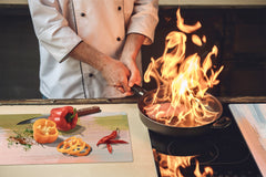 Tempered GLASS Kitchen Board – Impact & Scratch Resistant D27 Vintage leaves and patterns Series: Versatile artistic backdrop