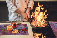 Chopping Board - Induction Cooktop Cover - Glass Cutting Board D22 Marbles 2 Series: Luxury purple