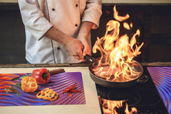 Copy of UNIQUE Tempered GLASS Kitchen Board –Scratch Resistant Glass Cutting Board –Glass Countertop MEASURES: SINGLE: 60 x 52 cm (23,62” x 20,47”); DOUBLE: 30 x 52 cm (11,81” x 20,47”); D29 Colourful Variety Series: Colorful wavy design 1