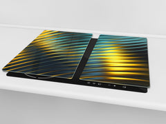 Copy of UNIQUE Tempered GLASS Kitchen Board –Scratch Resistant Glass Cutting Board –Glass Countertop MEASURES: SINGLE: 60 x 52 cm (23,62” x 20,47”); DOUBLE: 30 x 52 cm (11,81” x 20,47”); D29 Colourful Variety Series: Blue abstract composition