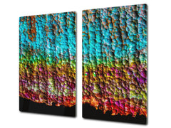 Chopping Board - Impact & Scratch Resistant - Glass Cutting Board D24 Rusted textures Series: Oxidized copper abstraction