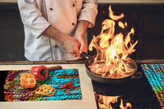 Chopping Board - Impact & Scratch Resistant - Glass Cutting Board D24 Rusted textures Series: Oxidized copper abstraction