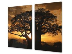 Tempered GLASS Kitchen Board – Impact & Scratch Resistant; D08 Nature Series: Tree 4