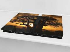 Tempered GLASS Kitchen Board – Impact & Scratch Resistant; D08 Nature Series: Tree 4