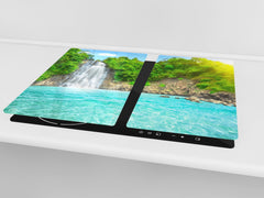 Planche à découper en verre trempé ; D08 Série Nature: Cascade 5