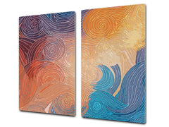Induction Cooktop Cover –Shatter Resistant Glass Kitchen Board – Hob cover; MEASURES: SINGLE: 60 x 52 cm (23,62” x 20,47”); DOUBLE: 30 x 52 cm (11,81” x 20,47”); D32 Paintings Series: Impressionist sky 2