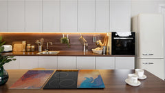 Induction Cooktop Cover –Shatter Resistant Glass Kitchen Board – Hob cover; MEASURES: SINGLE: 60 x 52 cm (23,62” x 20,47”); DOUBLE: 30 x 52 cm (11,81” x 20,47”); D32 Paintings Series: Impressionist sky 2