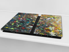 UNIQUE Tempered GLASS Kitchen Board 60D05A: Abstraction on canvas
