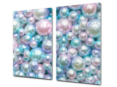 UNIQUE Tempered GLASS Kitchen Board –Scratch Resistant Glass Cutting Board –Glass Countertop MEASURES: SINGLE: 60 x 52 cm (23,62” x 20,47”); DOUBLE: 30 x 52 cm (11,81” x 20,47”); D29 Colourful Variety Series: Shiny pearls 2