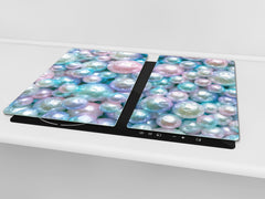 UNIQUE Tempered GLASS Kitchen Board –Scratch Resistant Glass Cutting Board –Glass Countertop MEASURES: SINGLE: 60 x 52 cm (23,62” x 20,47”); DOUBLE: 30 x 52 cm (11,81” x 20,47”); D29 Colourful Variety Series: Shiny pearls 2