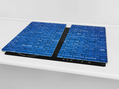 KITCHEN BOARD & Induction Cooktop Cover – Glass Pastry Board D25 Textures and tiles 1 Series: Blue brick background