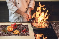 UNIQUE Tempered GLASS Kitchen Board –Scratch Resistant Glass Cutting Board –Glass Countertop MEASURES: SINGLE: 60 x 52 cm (23,62” x 20,47”); DOUBLE: 30 x 52 cm (11,81” x 20,47”); D29 Colourful Variety Series: Gold brown sequins