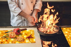 UNIQUE Tempered GLASS Kitchen Board –Scratch Resistant Glass Cutting Board –Glass Countertop MEASURES: SINGLE: 60 x 52 cm (23,62” x 20,47”); DOUBLE: 30 x 52 cm (11,81” x 20,47”); D29 Colourful Variety Series: Shiny yellow surface